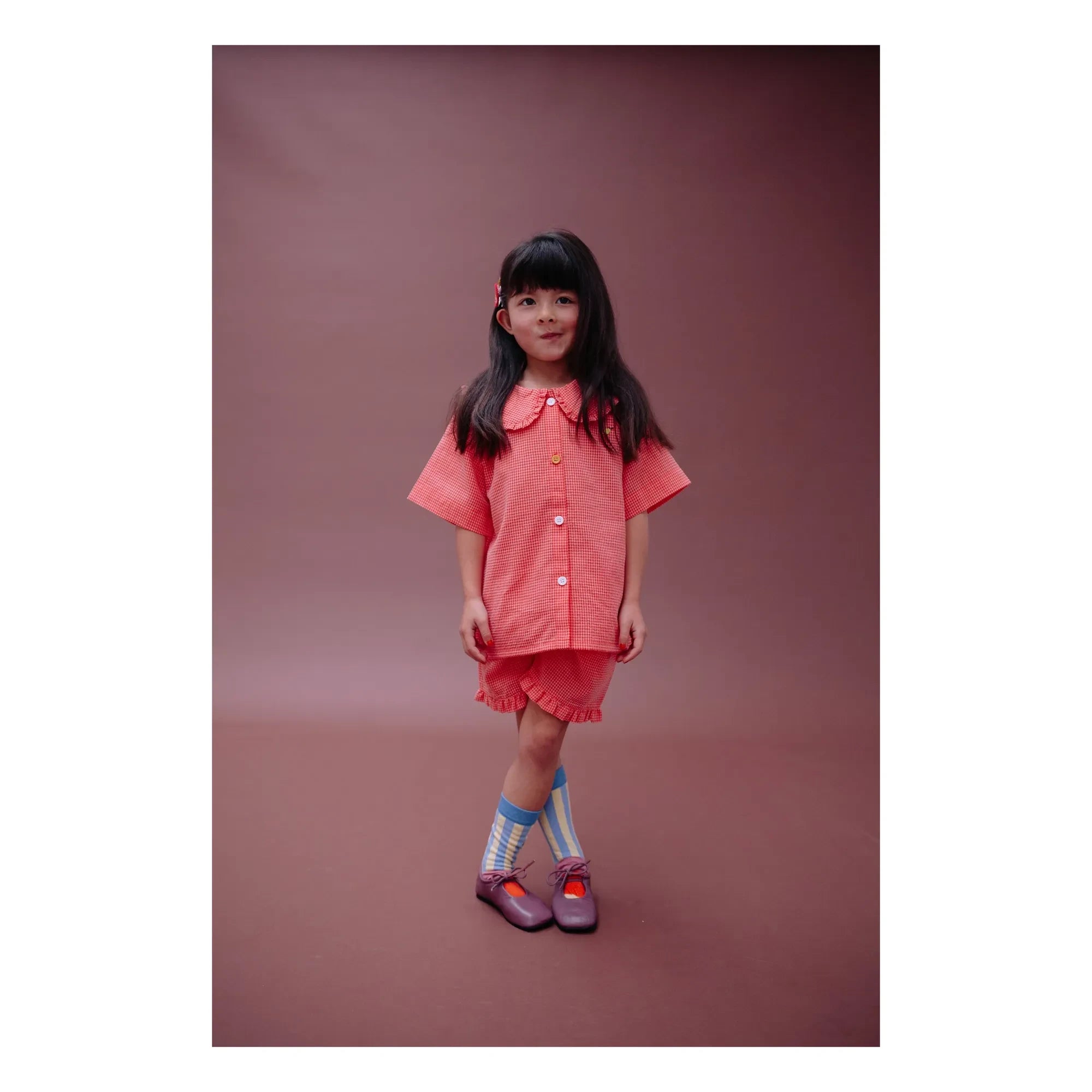 Sticky Lemon - Ruffled and Checked Lemon Shorts | Coral