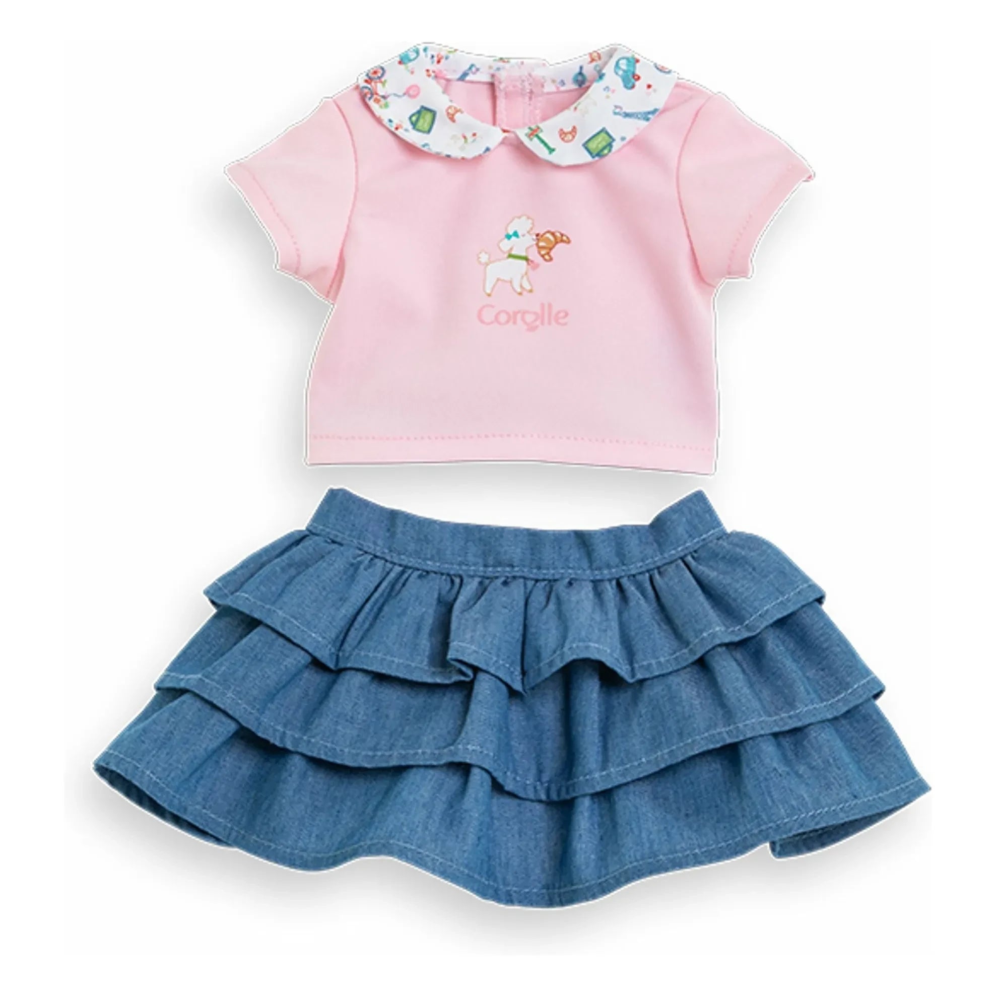 Corolle - 30 cm Baby T-Shirt and Skirt | Un Weekend à Paris | Powder Pink