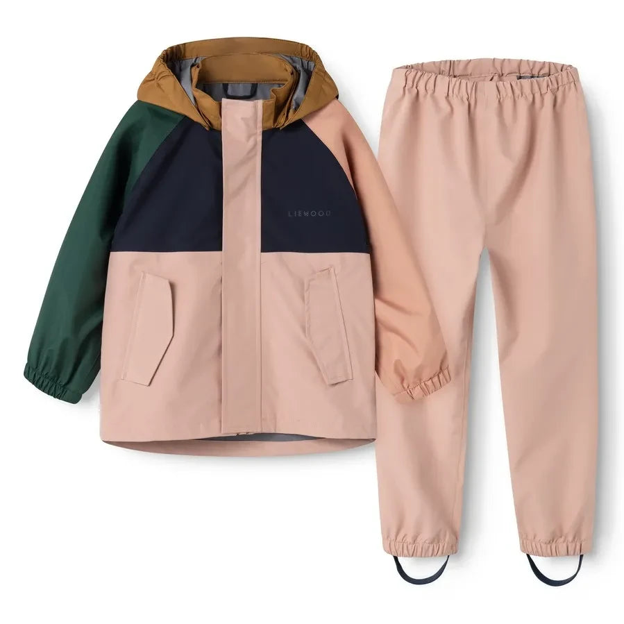 Liewood - Pedia Color Block Recycled Fiber Rain Set | Pink