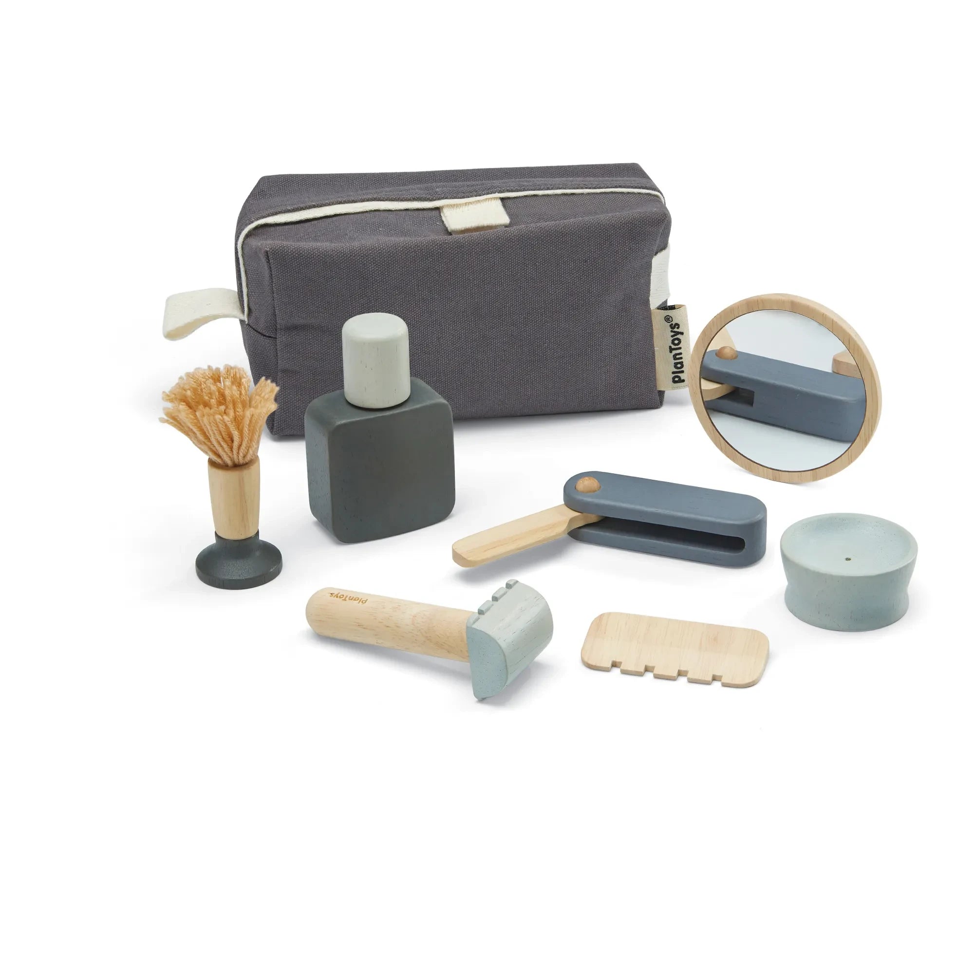 Plan Toys - Rubber Wooden Shaving Set Toy | Blue