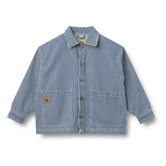 Wheat - Cole Denim Striped Organic Cotton Jacket | Blue