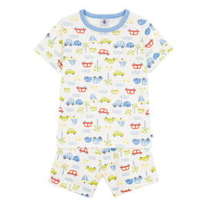 Petit Bateau - Short Pajama Car | White