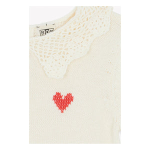 Bonton - Niko Short-Sleeve Claudine Collar Sweater | Ecru