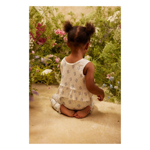 Louise Misha - Floral Patterned Myrtilla Ruffled Crop Top | Cream