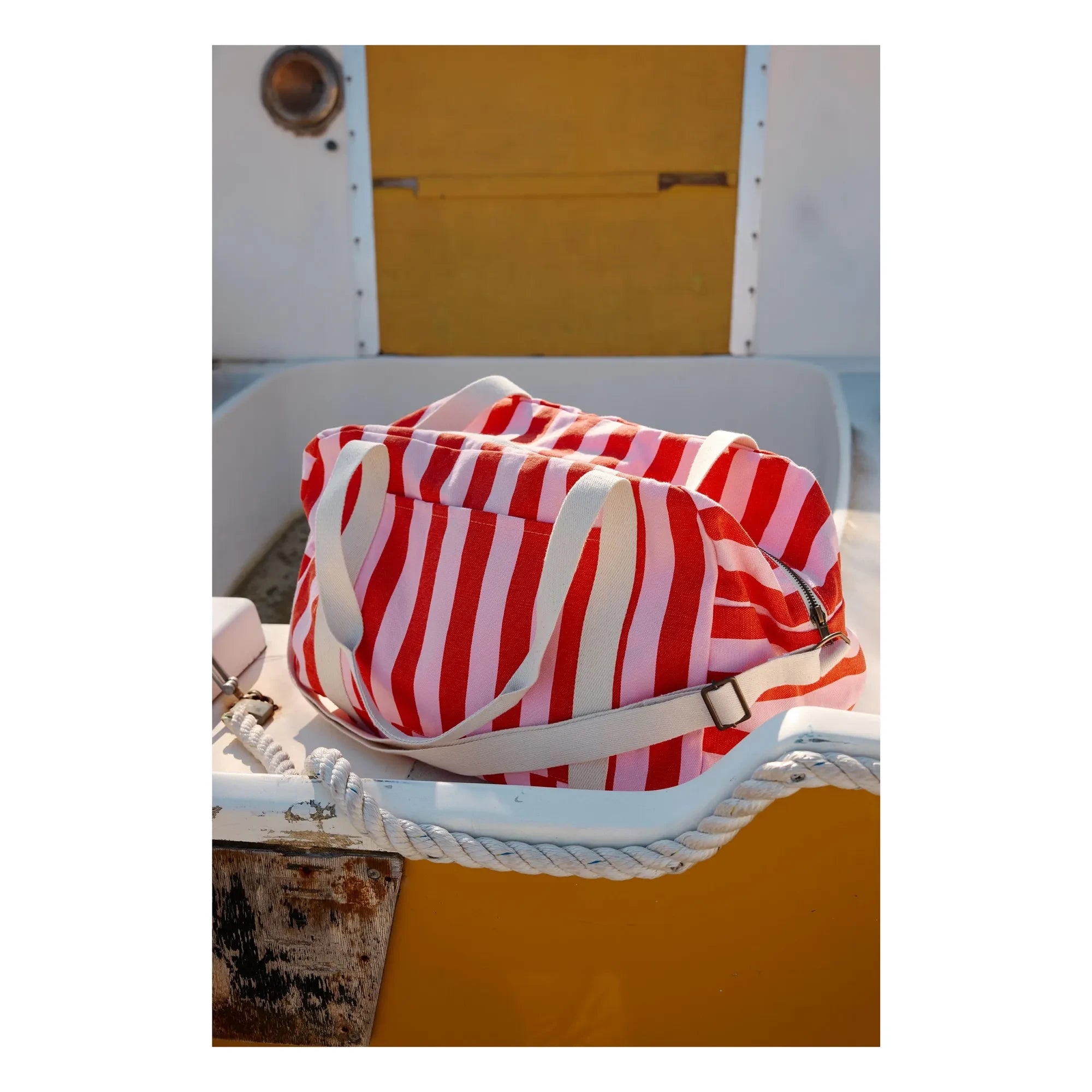 Rose in April - Raphaël striped diaper bag | Red