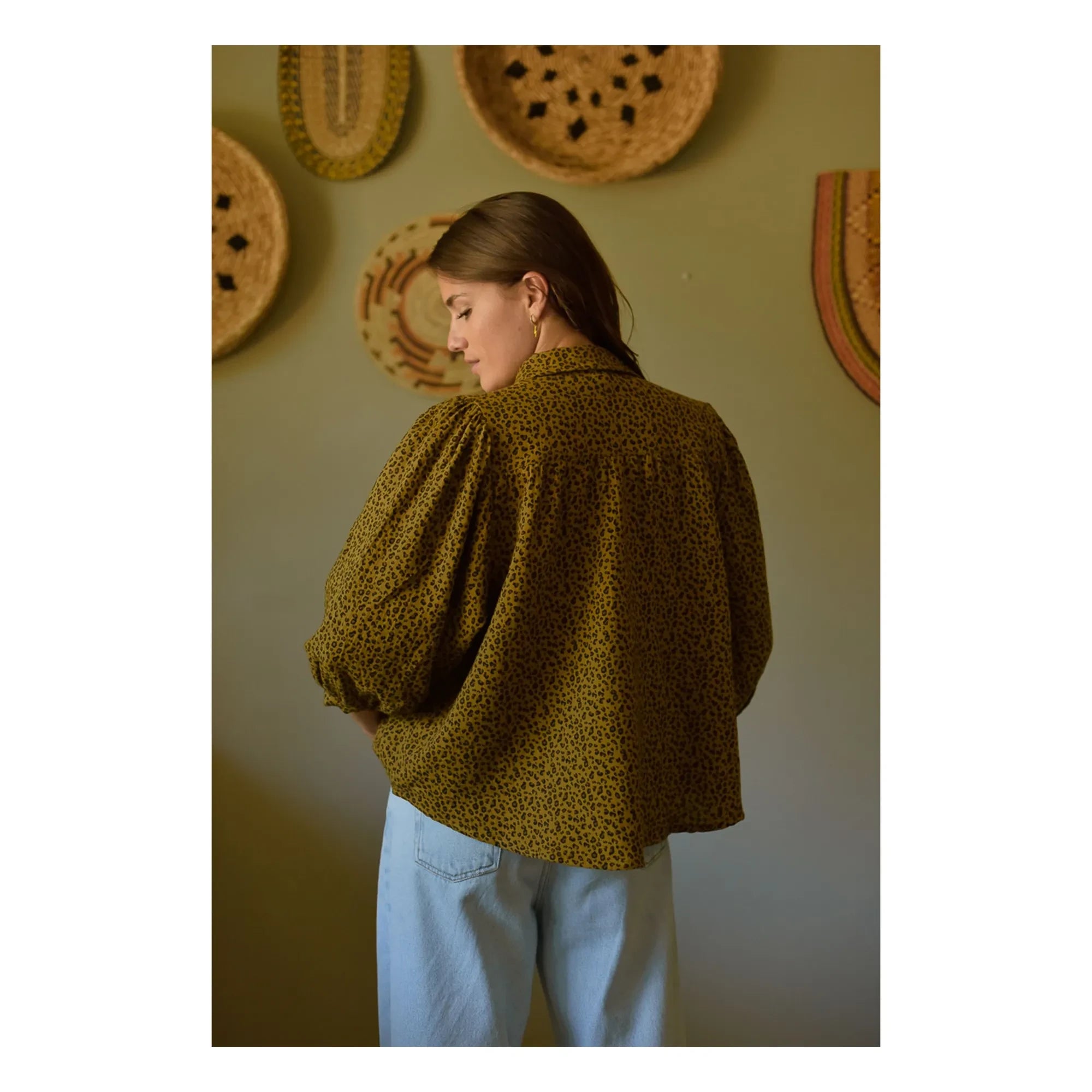 Marlot Paris - Appoline Mini Leopard Pattern Double-Layer Cotton Gauze Blouse - Women's Collection | Brown