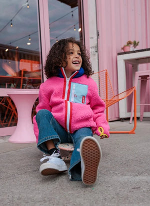 Hello Hossy - Zippered Fleece Jacket | Fuchsia