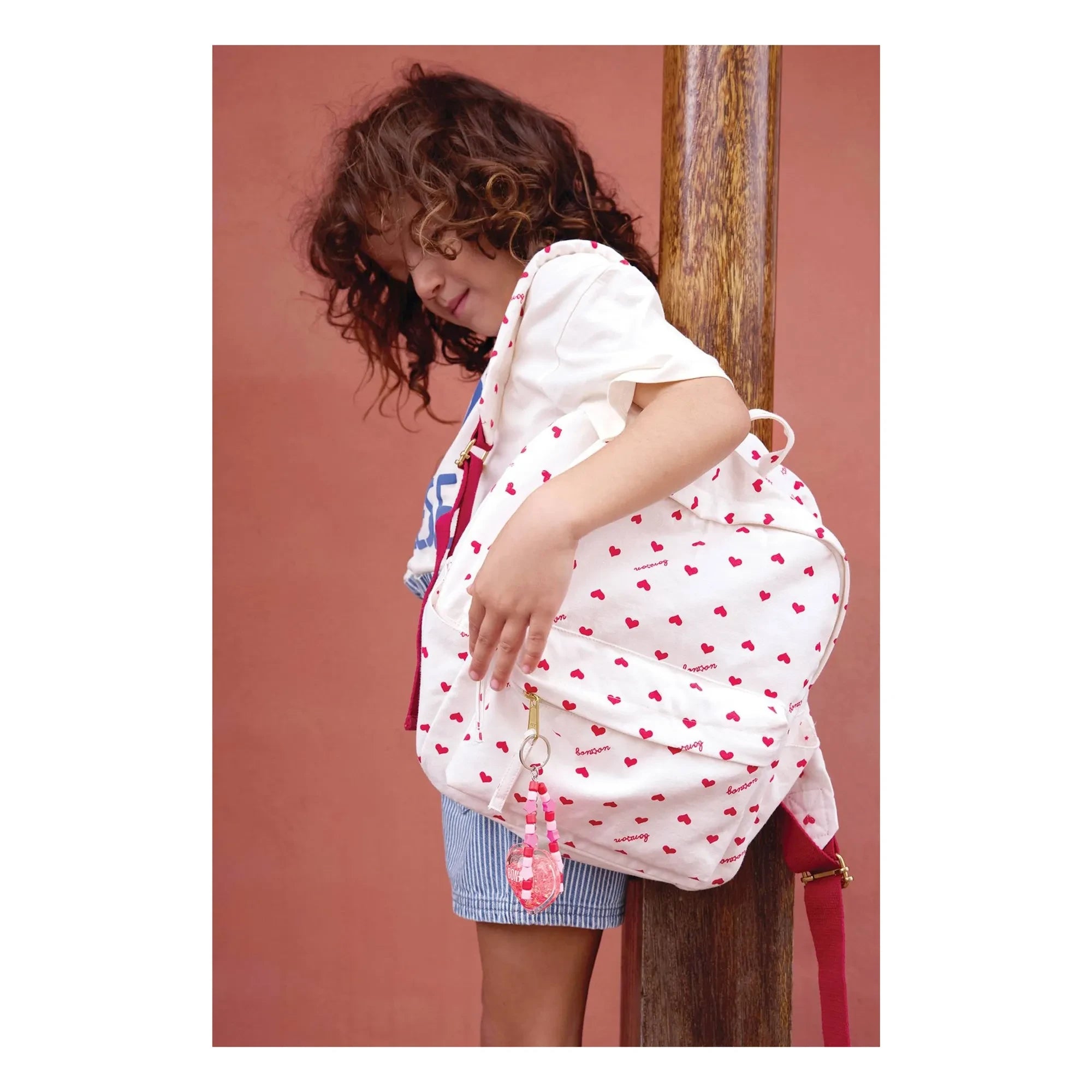 Bonton - PM Backpack Hearts | Ecru