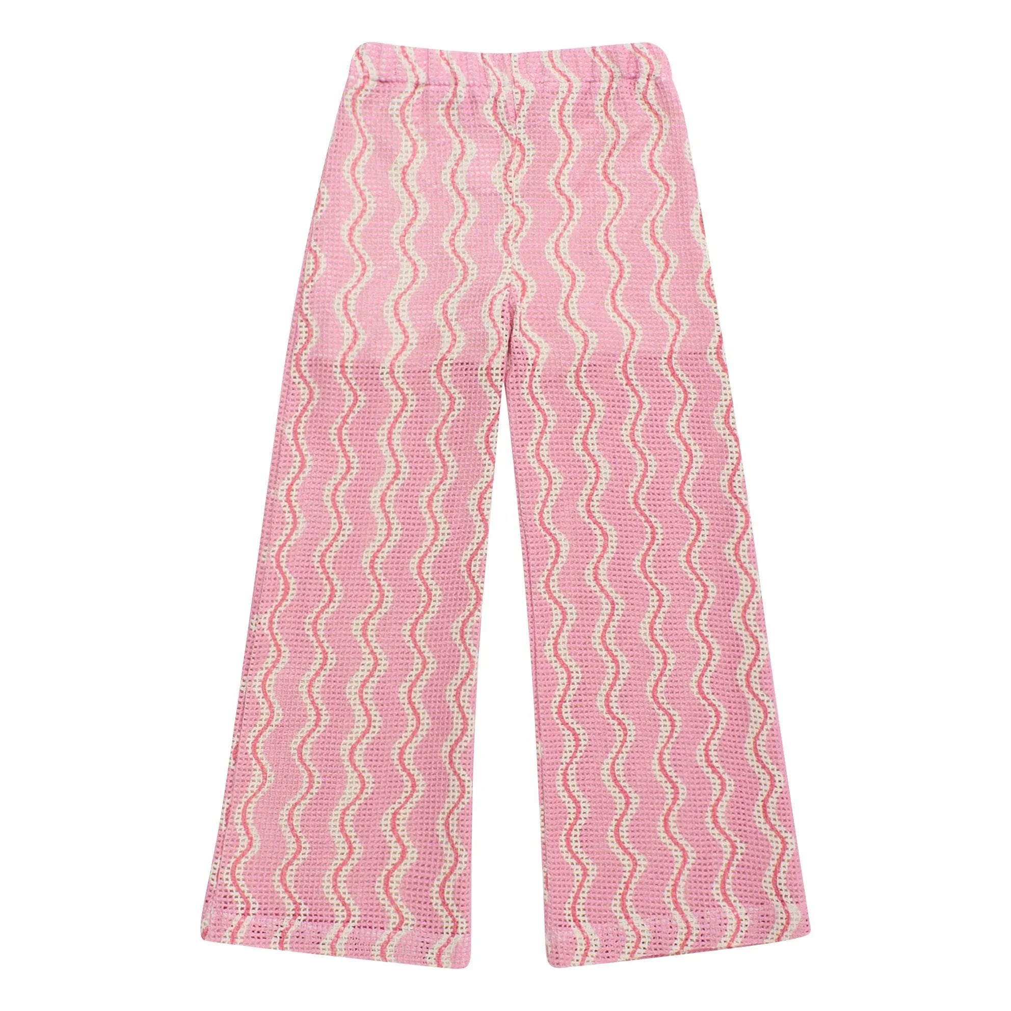 Maison Mangostan - Wavy Crochet Pants | Pink