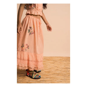 Maison Mangostan - Bird Embroidered Top | Orange