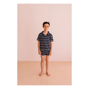 We Are Kids - Leonard Striped Organic Cotton Polo Shirt | Navy Blue