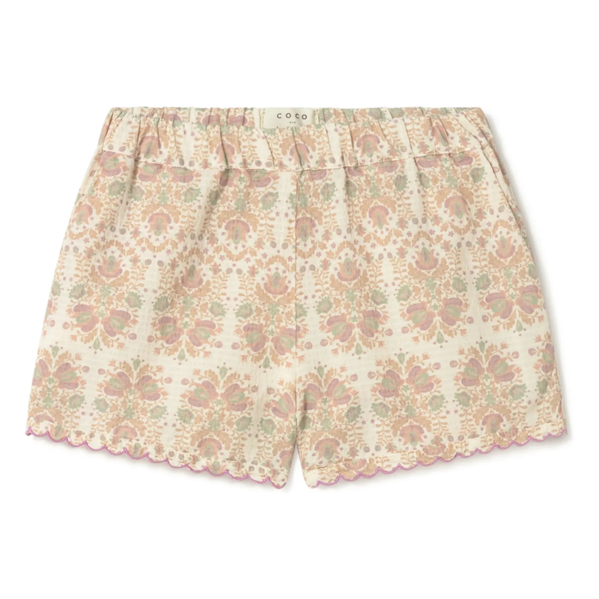 Coco au Lait - Organic Cotton Floral Shorts | Ecru