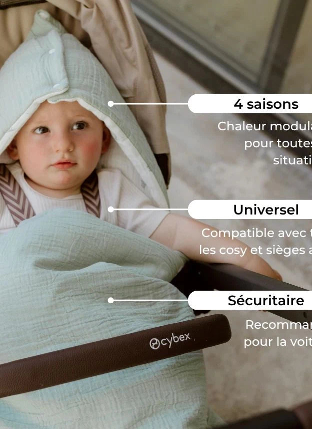 Les Petites Billes - Reversible, Four Seasons Baby Sleeping Bag | Aqua Green