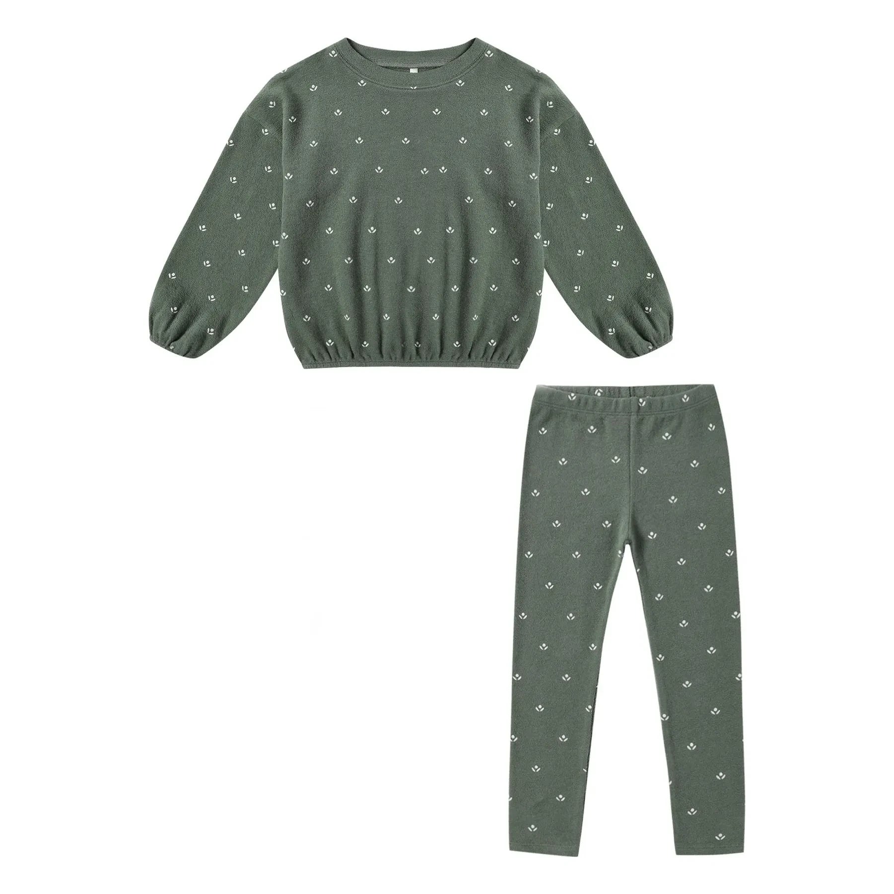 Rylee + Cru - Ditsy Eponge Sweatshirt and Leggings Set | Verdigris