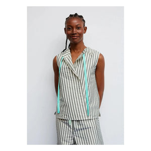 Dr Bloom - Menta Striped Blouse | Khaki