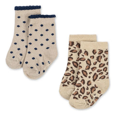 Konges Sløjd - 2 Pairs Leopard Socks Set | Beige