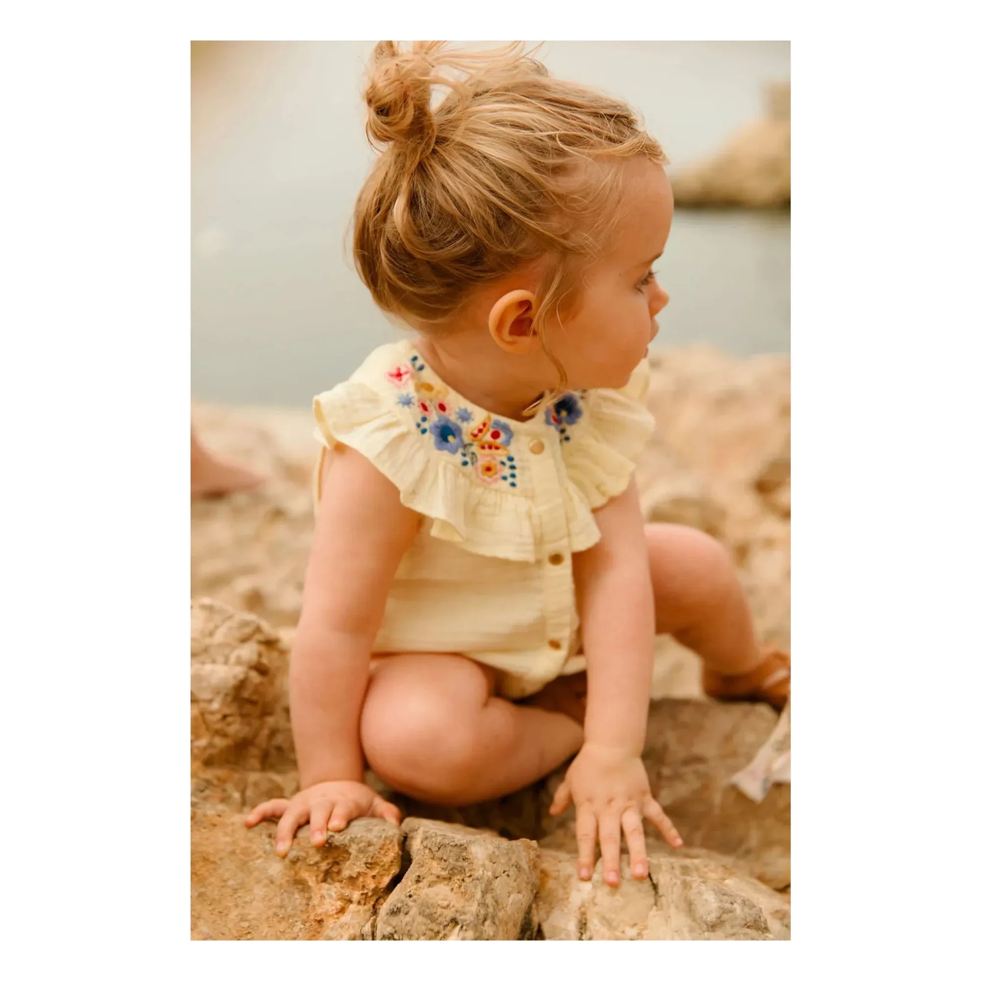 Louise Misha - Jade Organic Cotton Muslin Romper | Cream