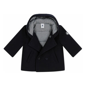 Petit Bateau - Navy Blue Buttoned Baby Wool Coat