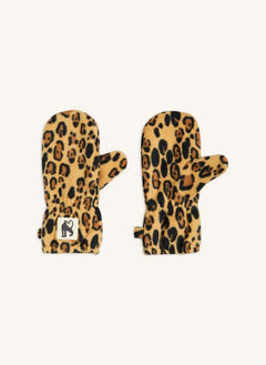 Mini Rodini - Geri Dönüştürülmüş Polyester Leopar Desenli Eldivenler | Kahverengi