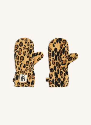 Mini Rodini - Geri Dönüştürülmüş Polyester Leopar Desenli Eldivenler | Kahverengi