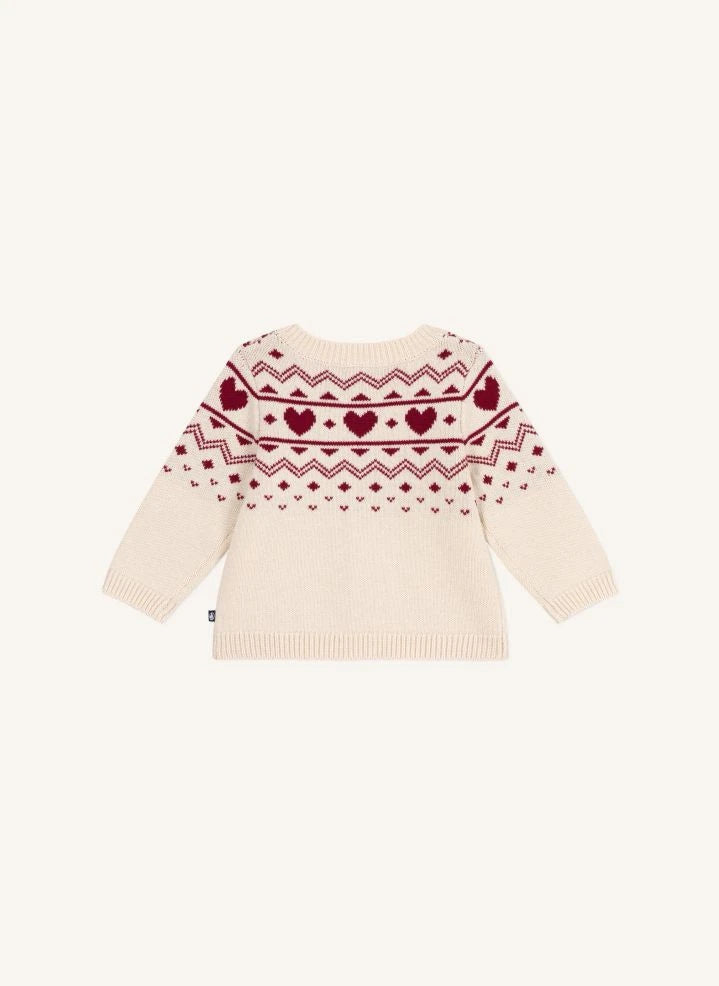 Petit Bateau - Bebek Yün Kalp Yelek | Ecru