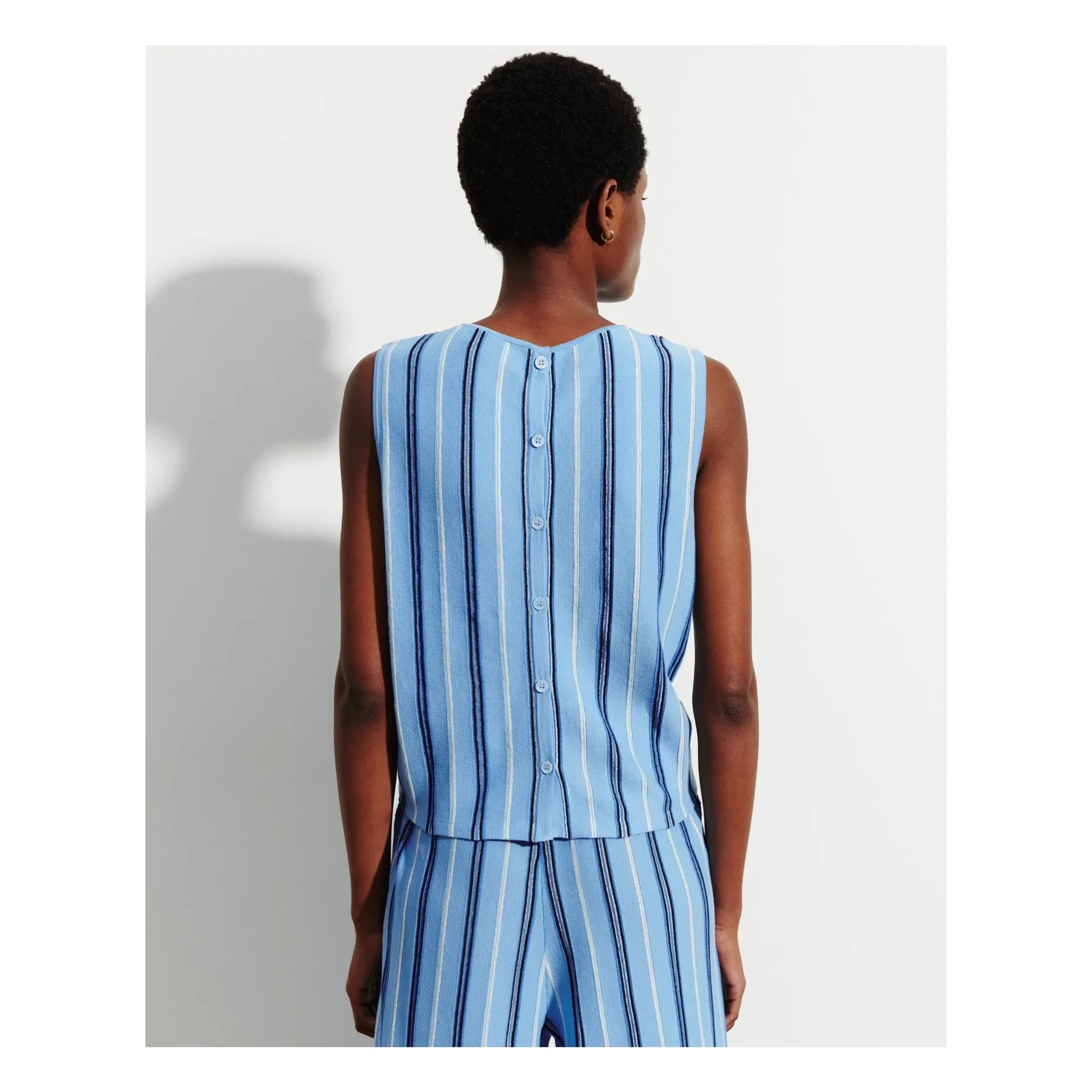 Bompard - Blue Linen, Cotton, and Silk Striped Sweater