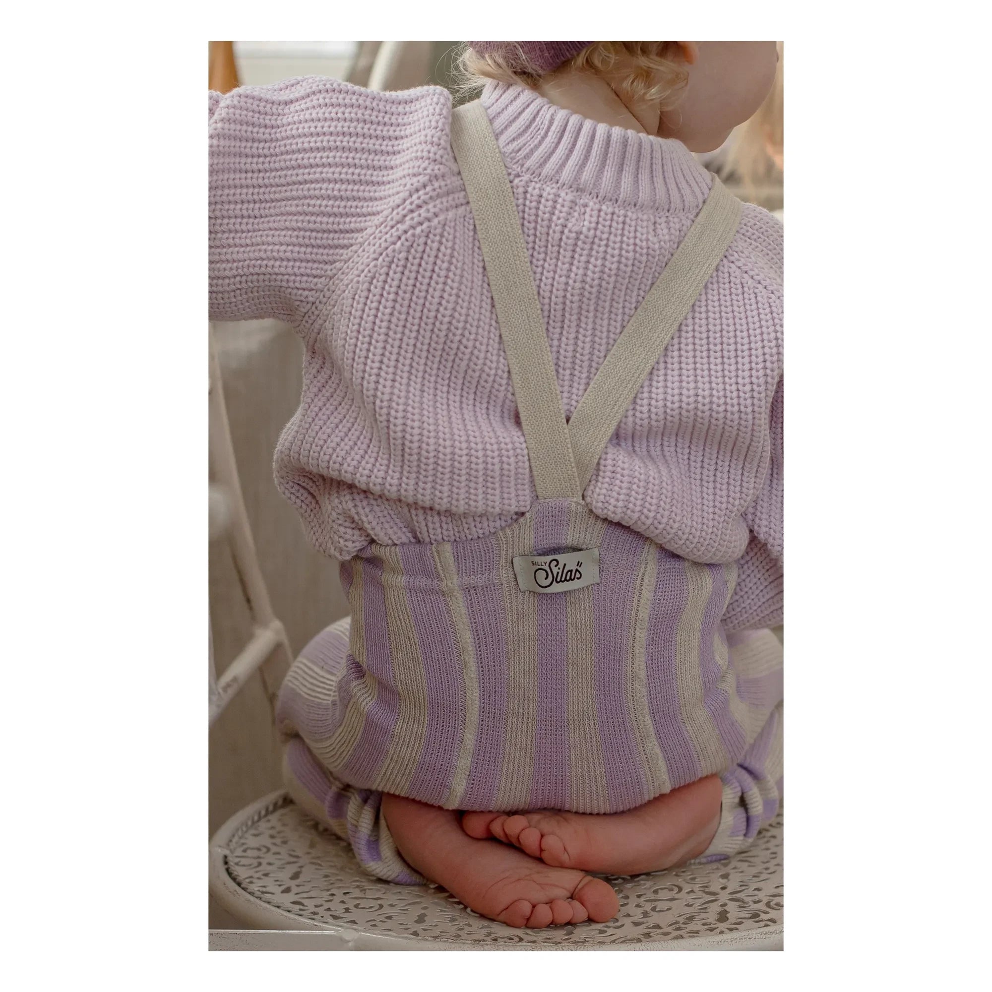 Silly Silas - Striped Organic Cotton Strapless Blind Tights | Lavender