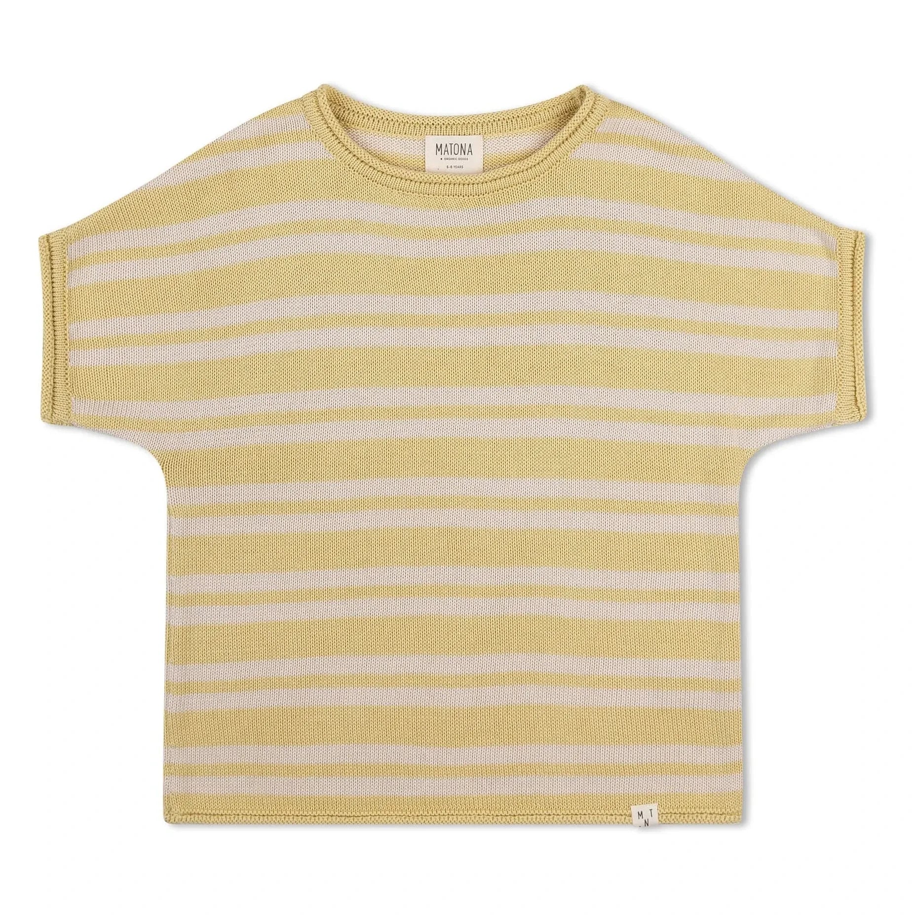 Matona - Striped Organic Cotton Fine Knit T-Shirt | Light Yellow