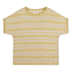 Matona - Striped Organic Cotton Fine Knit T-Shirt | Light Yellow