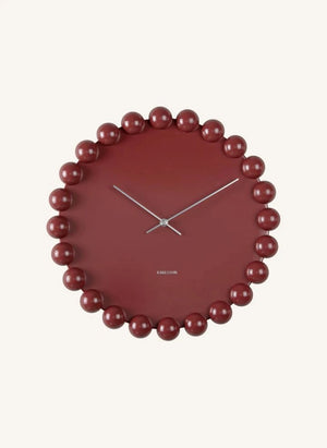 Present Time - Cadiz Dotty Wall Clock | Burgundy