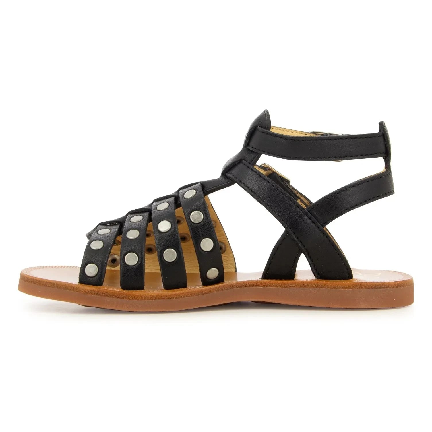 Pom d'Api - Studded Placket Sandals | Matte Black