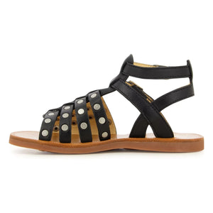 Pom d'Api - Studded Placket Sandals | Matte Black