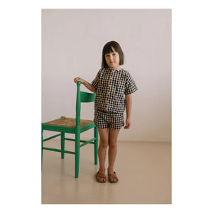 Studio Bohème - Georgette Gingham Organik Pamuklu Gazlı Şort | Siyah