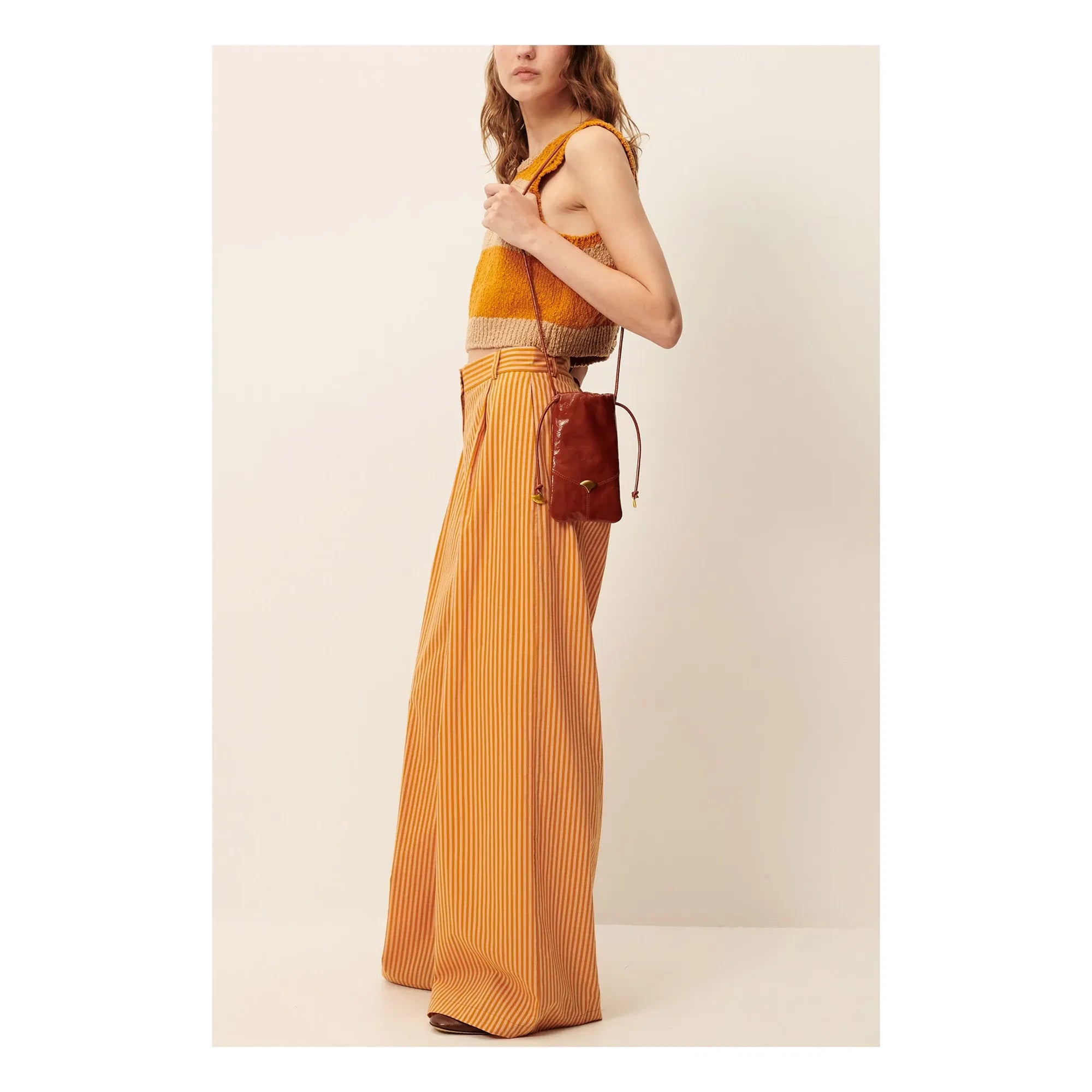 Sessùn - Provencia Cotton Striped Trousers | Orange