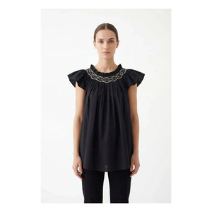 BELLEPIECE - Mykonos Cotton Poplin Top | Black