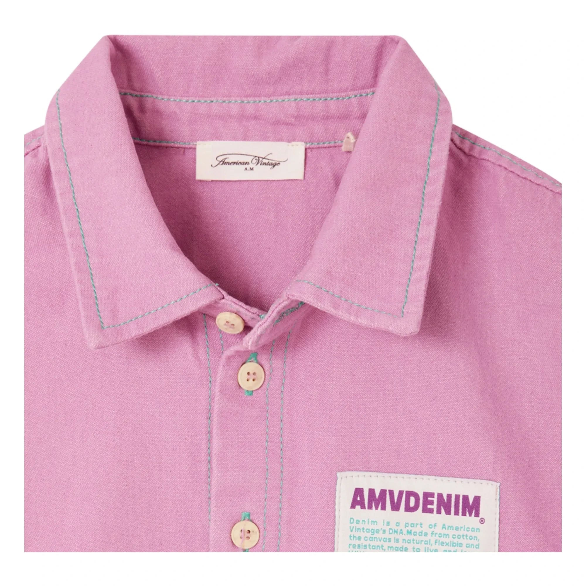 American Vintage - Grezbay Organik Pamuk Denim Gömlek | Lila