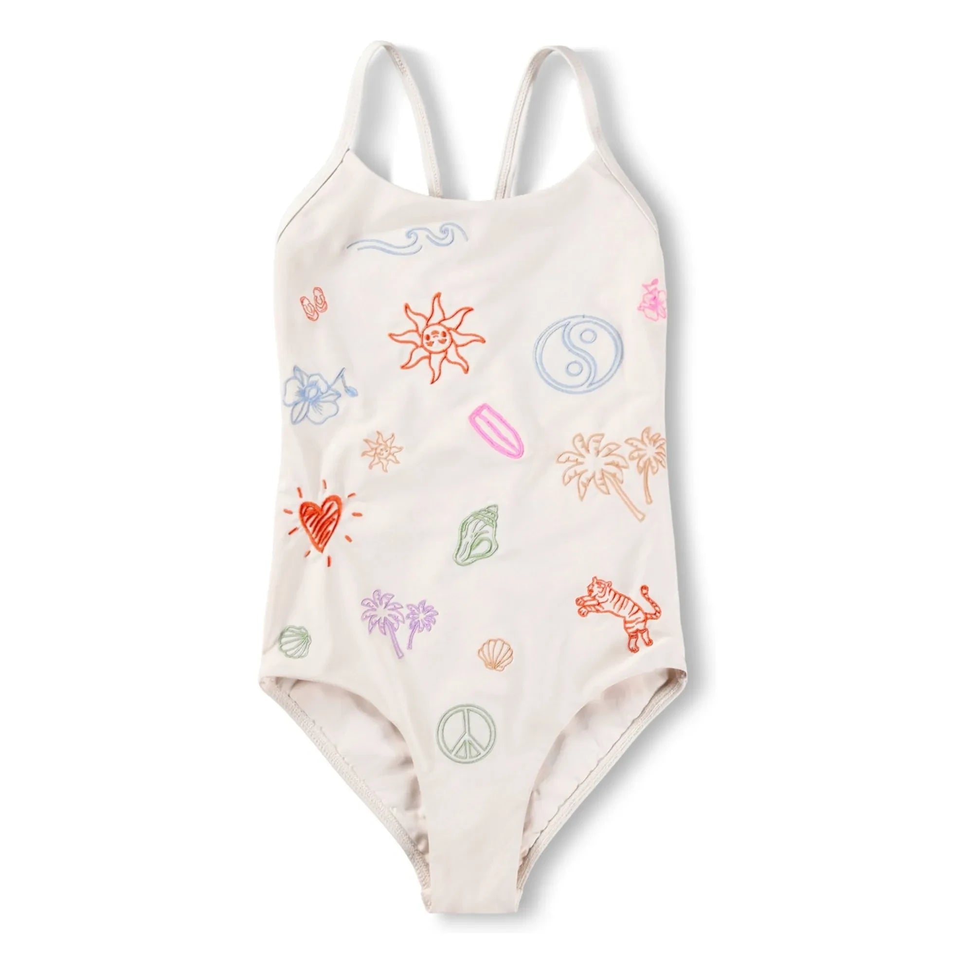 Molo - Nanna Minis Doodles Recycled Fiber Swimsuit | Ecru