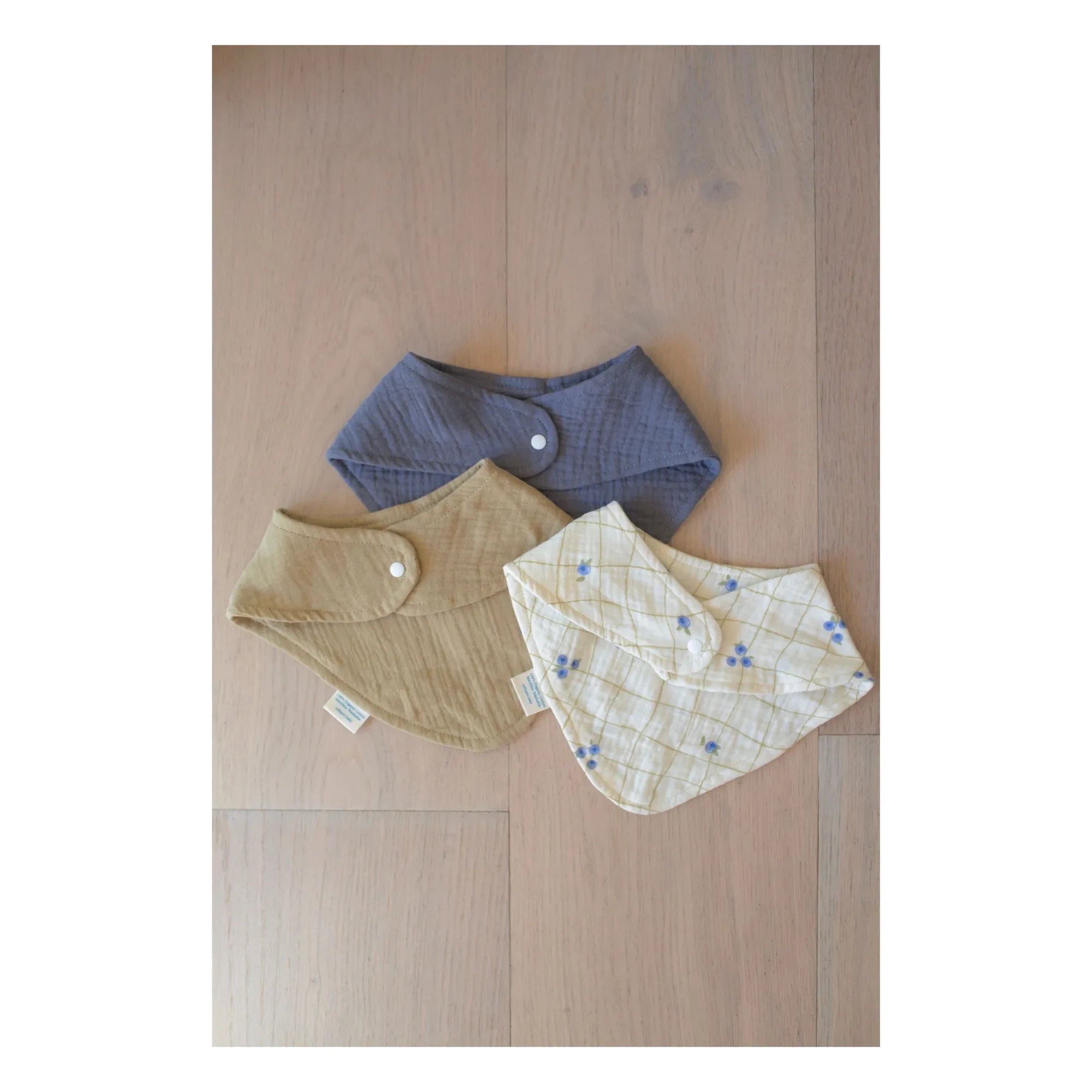Soft Spot - Organic Cotton Blueberry Bandana Bibs - Set of 3