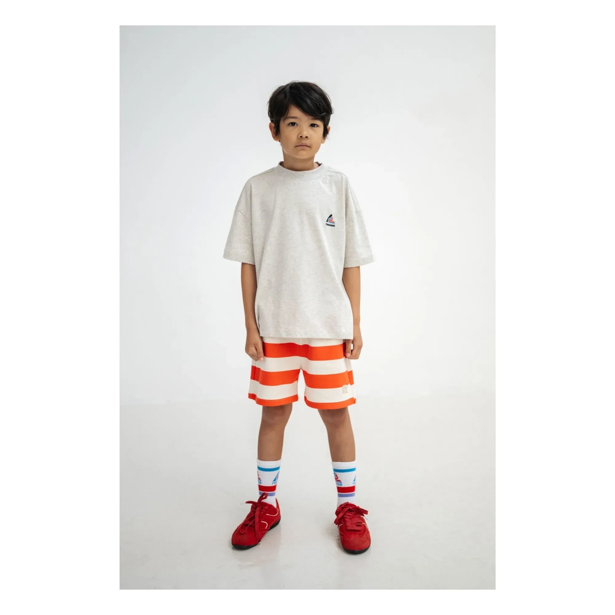 Repose AMS - Organic Cotton Striped Jogger Shorts | Red