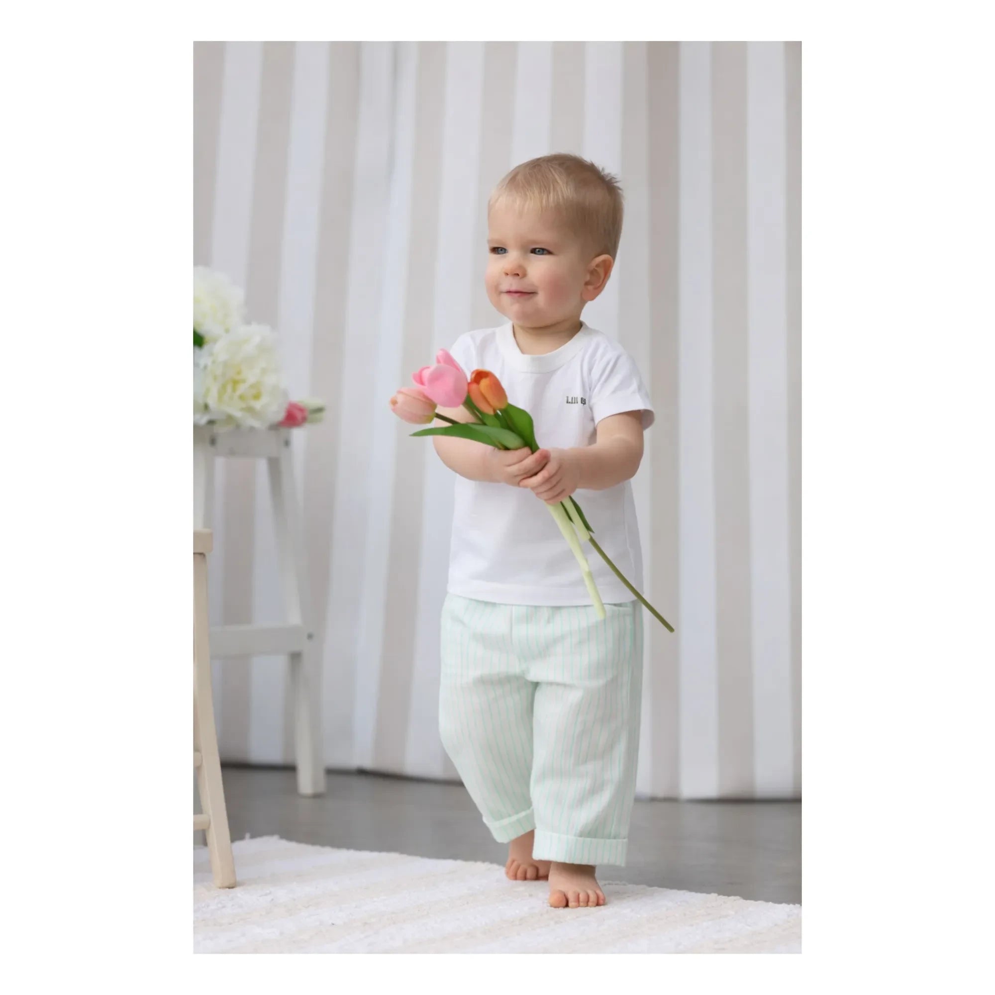 Lililotte - Paul Striped Gabardine Organic Cotton Pants | Mint Green