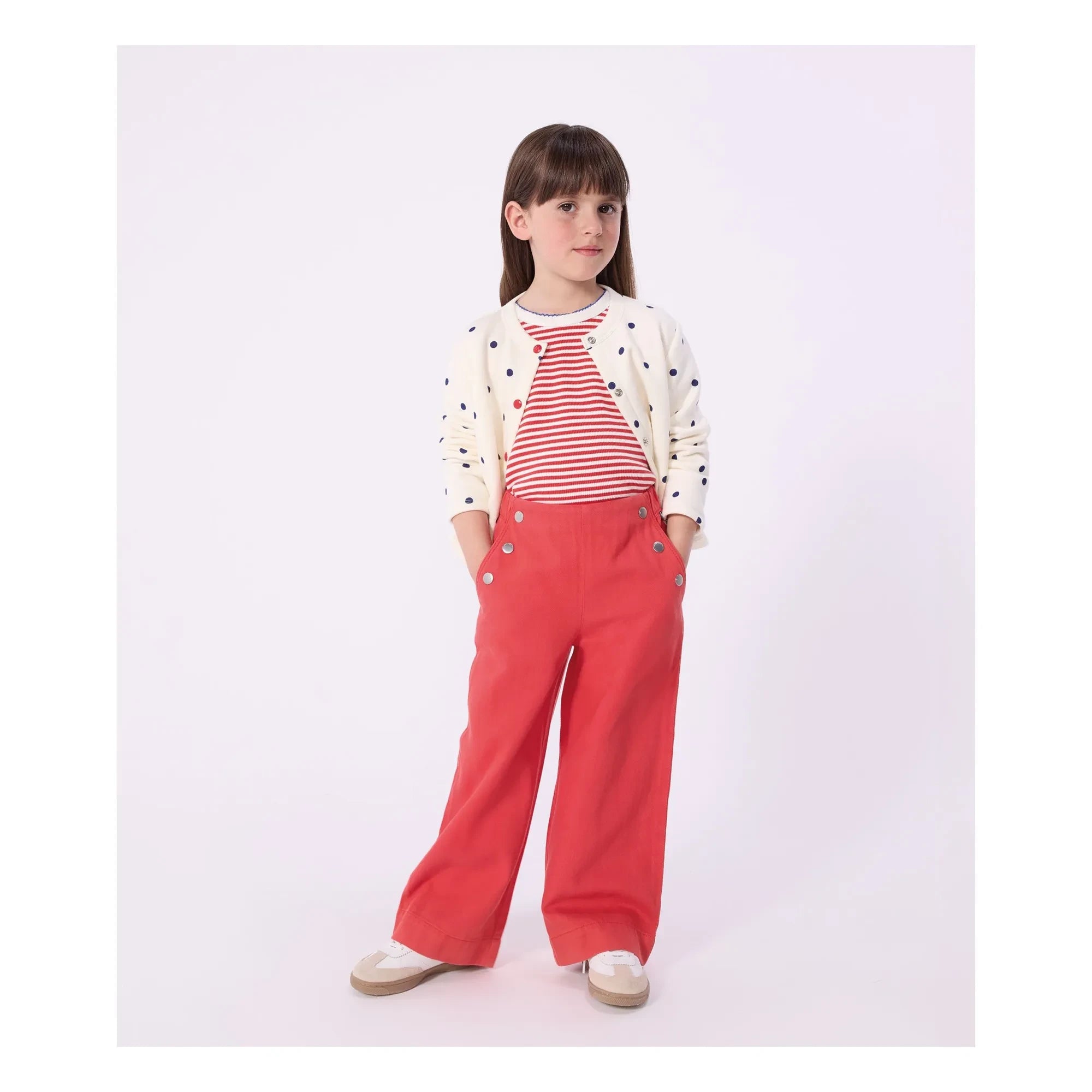 Petit Bateau - Cotton Fleece Polka Dot Cardigan | Ecru