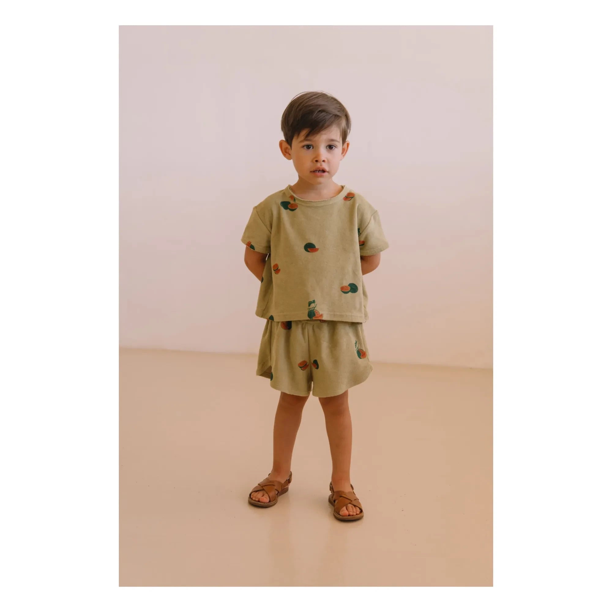 Studio Bohème - Essential Watermelon Organic Cotton Sponge T-Shirt | Khaki