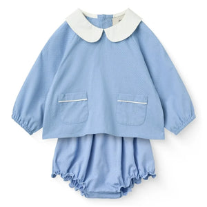 Copenhagen Colors - Pocketed Organic Cotton Blouse and Romper Set | Light Blue