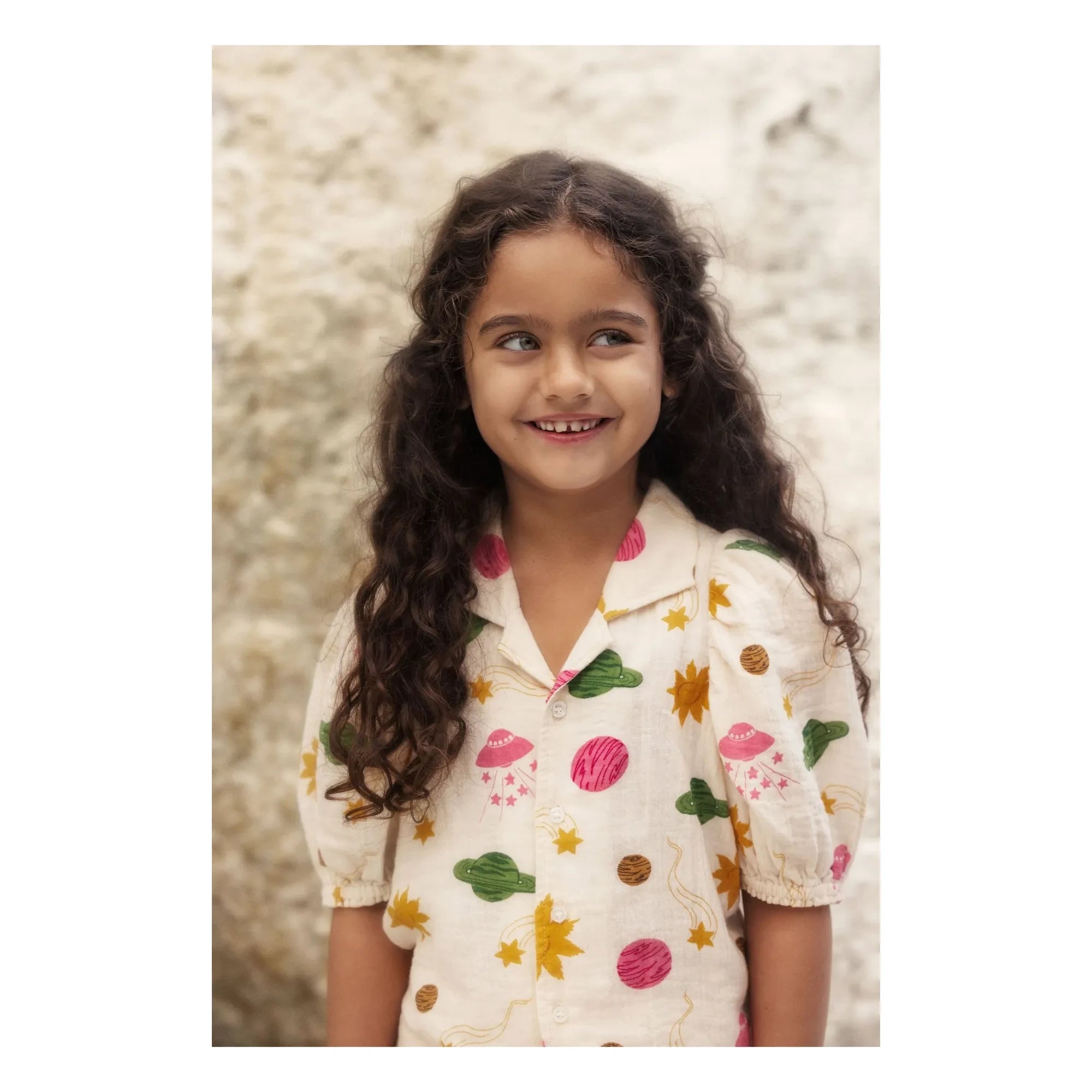 Mini Rodini - Espace Blues Organic Cotton Gazlı Beige | Ecru