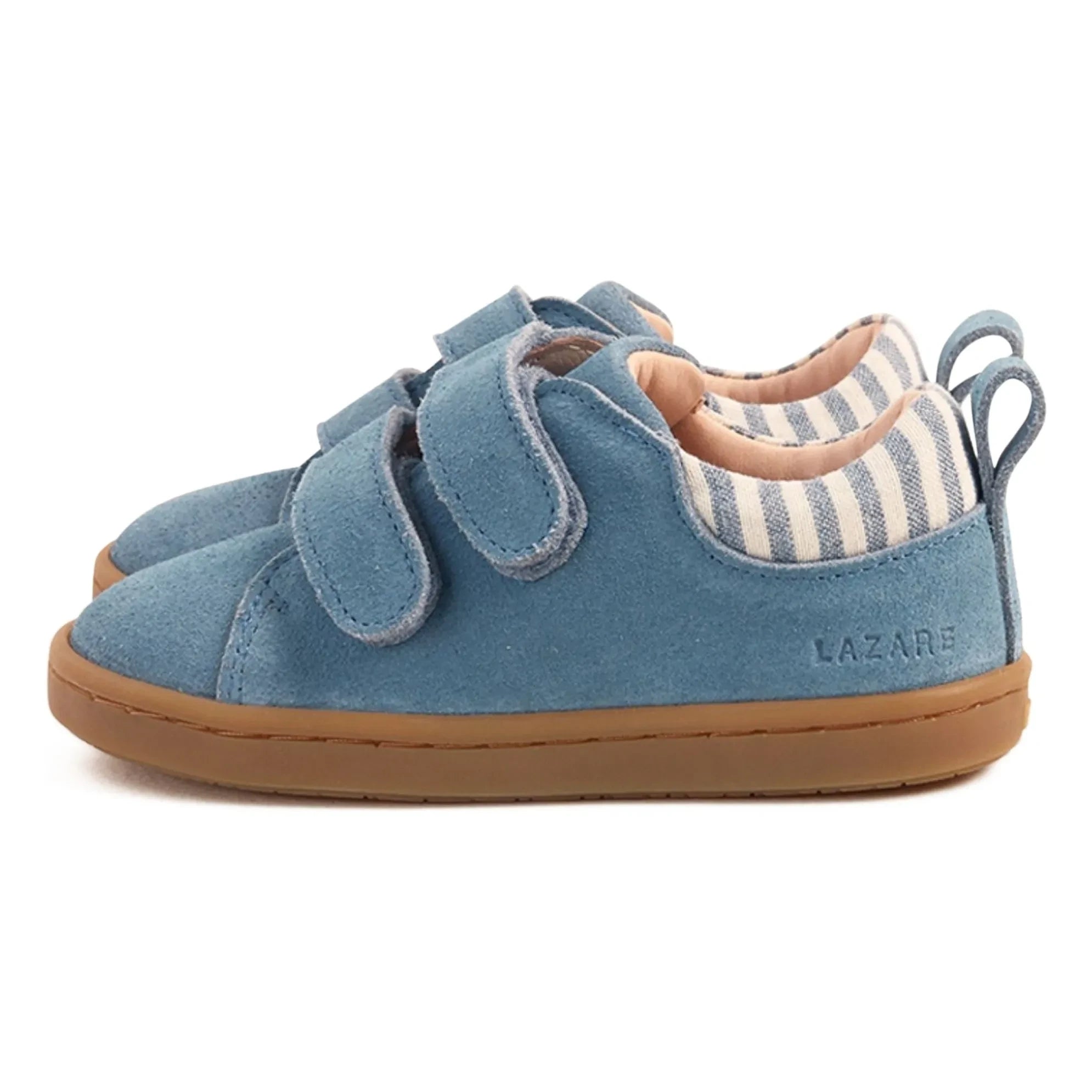 Lazare - Mahaut Striped Suede Sneakers | Denim Blue