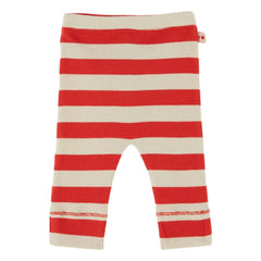 Emile et Ida - Striped Ribbed Organic Cotton Leggings | Red