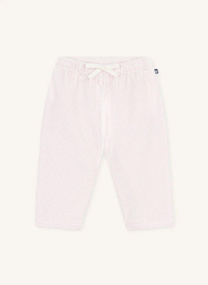Petit Bateau - Organik Pamuk Kadife Bebek Pantolonu | Açık Pembe