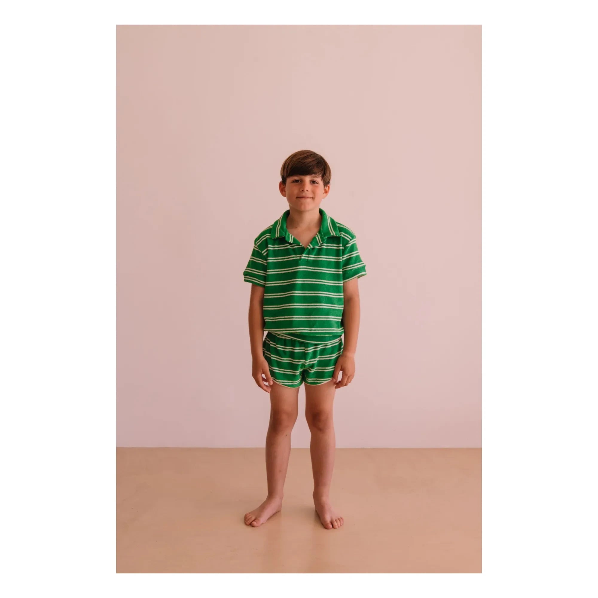 We Are Kids - Juju Striped Organic Cotton Terry Shorts | Green