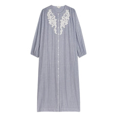 Louise Misha - Flavie Striped Organic Cotton Dress | Blue