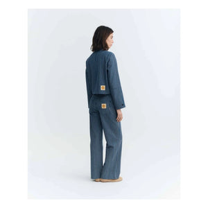 Thinking Mu - Astrid Striped Organic Cotton Jacket | Gray Blue